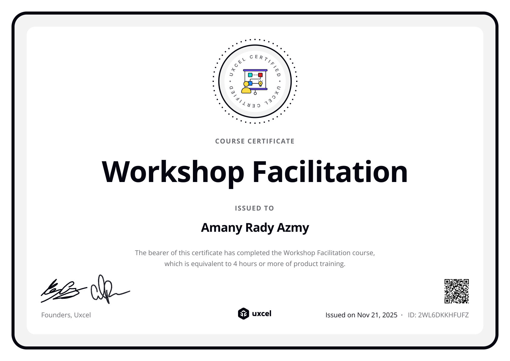 Amany Rady Azmy's certificate